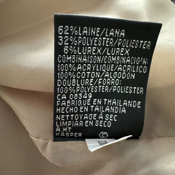 VTG Albert Nipon Boutique Fur Collar Tan Gold Sheen Wool Skirt Suit Size M/6/8P - Picture 11 of 16